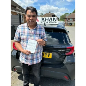 Successful driving test pass with instructor car from Khan School of Motoring