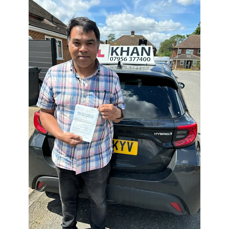 Successful driving test pass with instructor car from Khan School of Motoring
