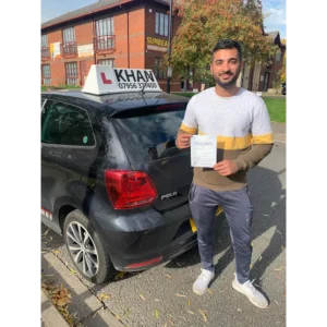 Driving test pass celebration outside local test centre