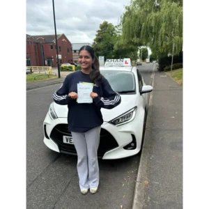 Successful driving test pass with instructor car from Khan School of Motoring