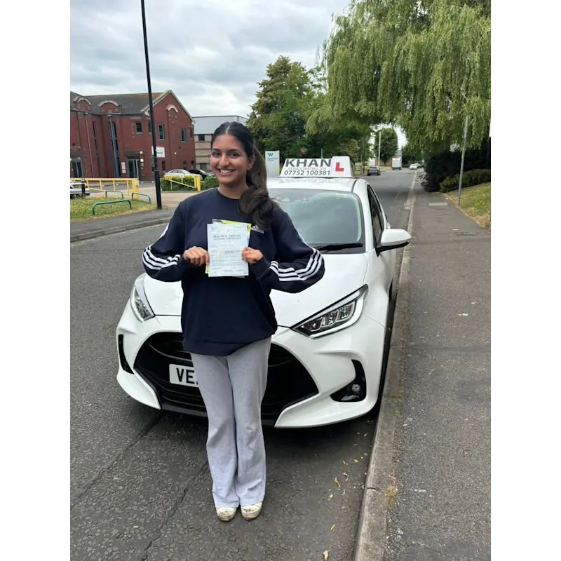 Successful driving test pass with instructor car from Khan School of Motoring