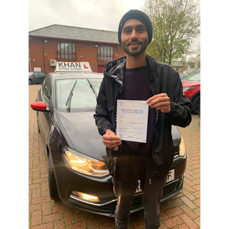 Driving test pass celebration outside local test centre