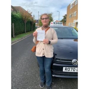 Driving test pass celebration outside local test centre