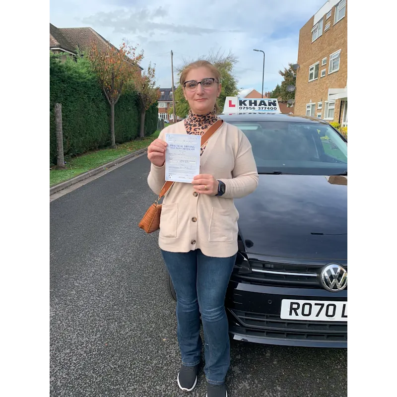 Driving test pass celebration outside local test centre