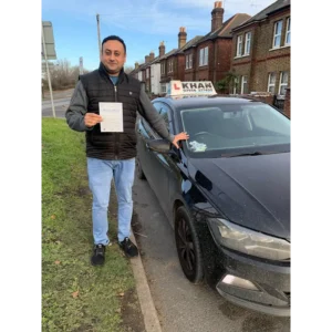 Driving test pass celebration outside local test centre