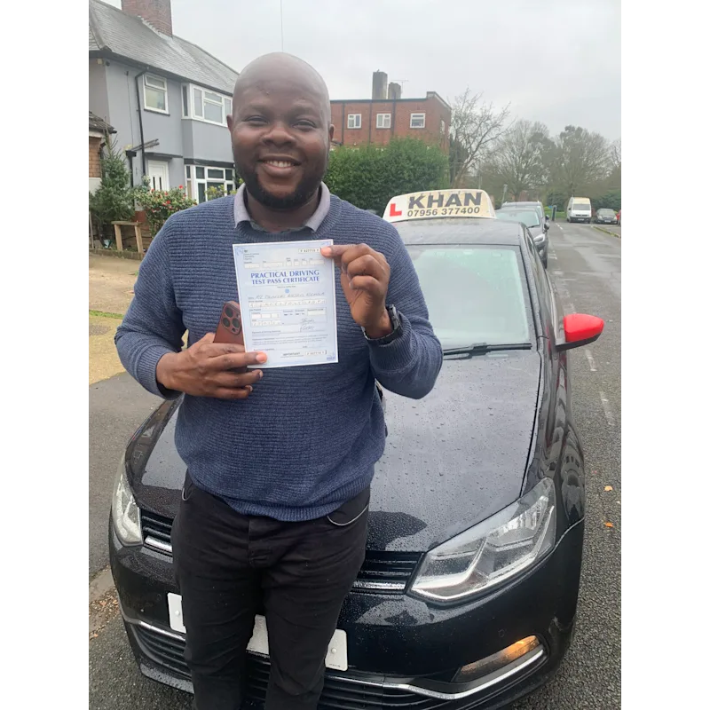 New driver celebrating first time pass after professional driving lessons