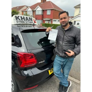 Successful driving test pass with instructor car from Khan School of Motoring