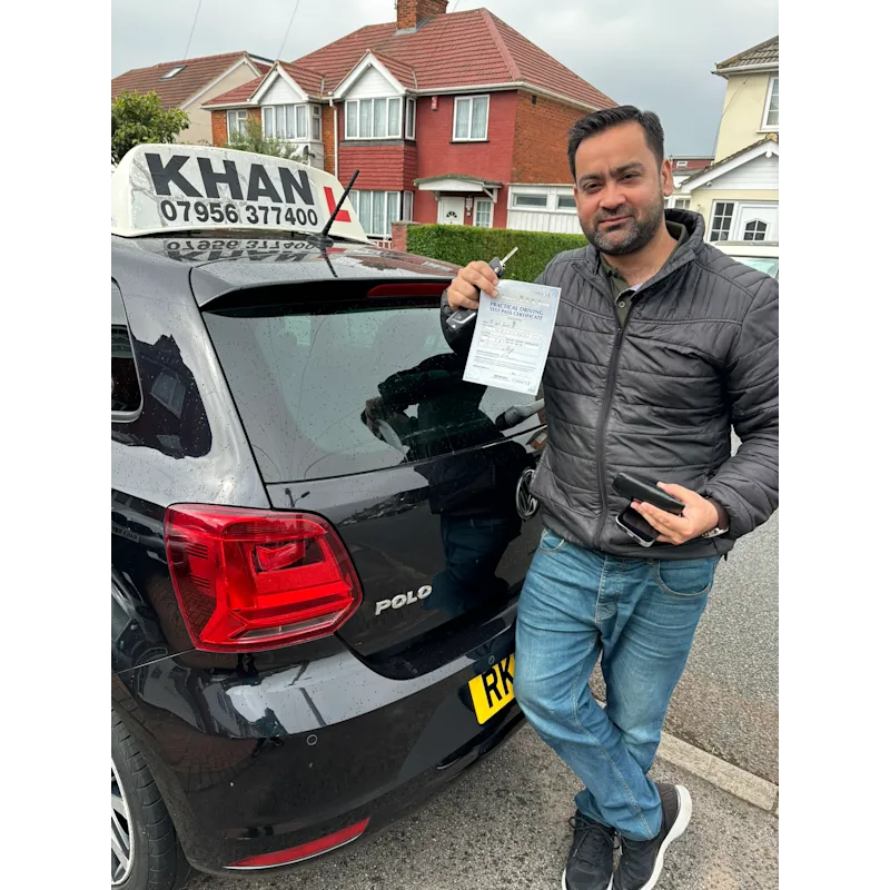 Successful driving test pass with instructor car from Khan School of Motoring
