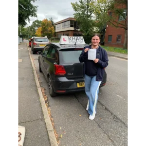 Driving test pass celebration outside local test centre