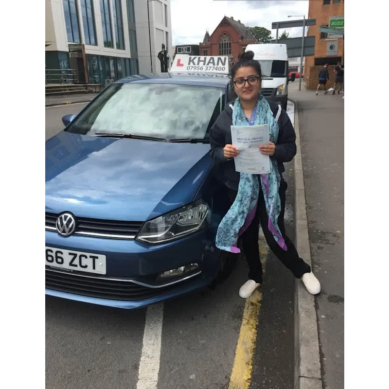 Successful driving test pass with instructor car from Khan School of Motoring