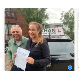 Driving test pass celebration outside local test centre