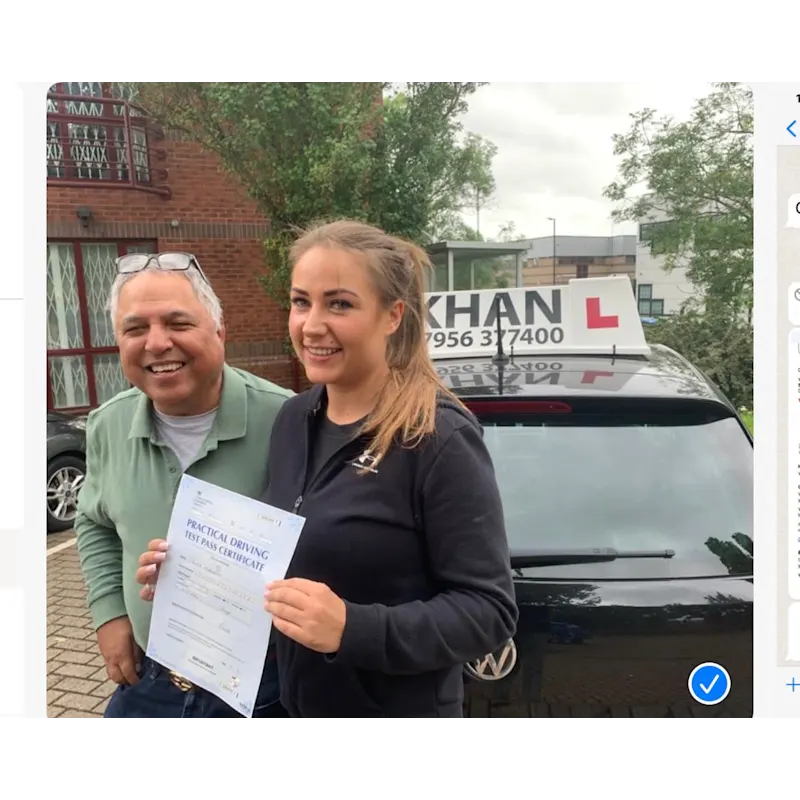 Driving test pass celebration outside local test centre