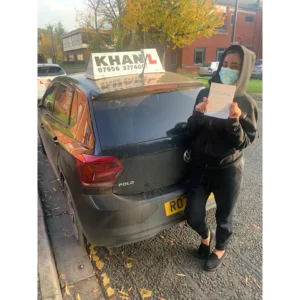 Driving test pass celebration outside local test centre