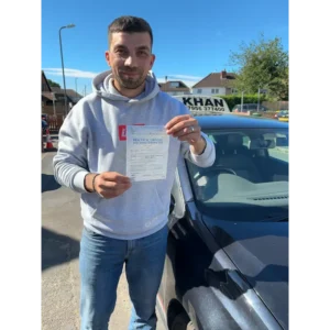 Successful driving test pass with instructor car from Khan School of Motoring