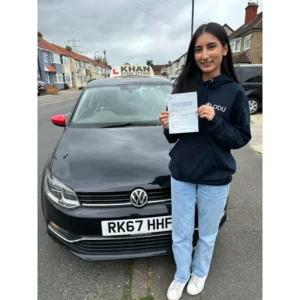Successful driving test pass with instructor car from Khan School of Motoring